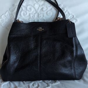 Coach Large Lexy ♣️Black Pebble Leather Shoulder Luxury Hobo Bag